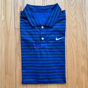 Nike Dri-Fit Men’s Short Sleeve Polo Standard Fit Large Black Blue Stripes